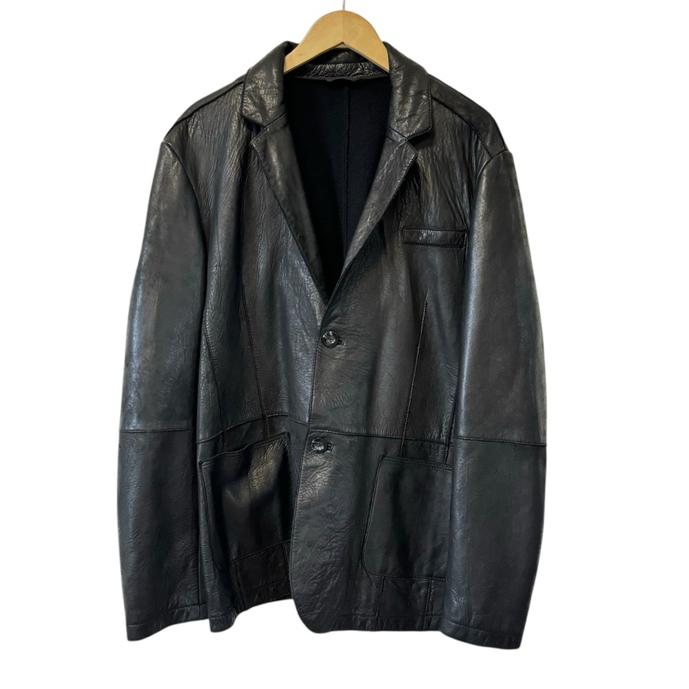 32 Bar Blues Flyjack Lambskin Leather Sport Coat Black 2 Button Jacket Mens XL